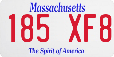 MA license plate 185XF8