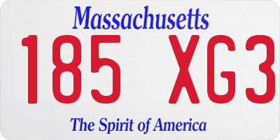 MA license plate 185XG3