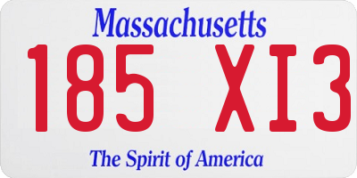 MA license plate 185XI3