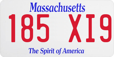 MA license plate 185XI9