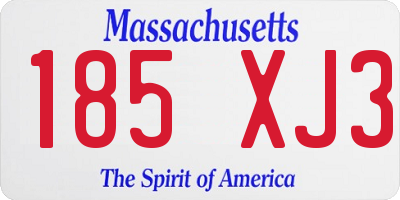 MA license plate 185XJ3