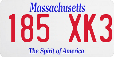 MA license plate 185XK3