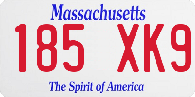 MA license plate 185XK9