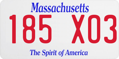 MA license plate 185XO3