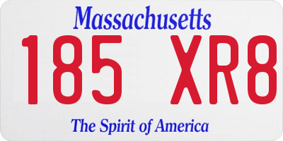 MA license plate 185XR8