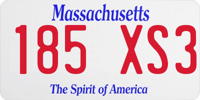 MA license plate 185XS3