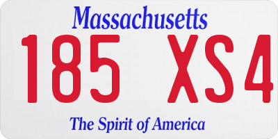 MA license plate 185XS4