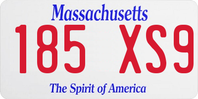 MA license plate 185XS9