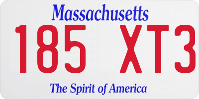 MA license plate 185XT3