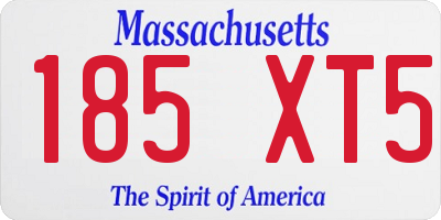 MA license plate 185XT5