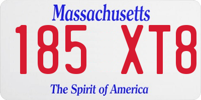 MA license plate 185XT8