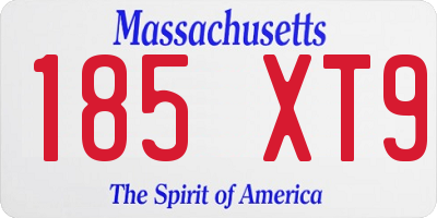 MA license plate 185XT9