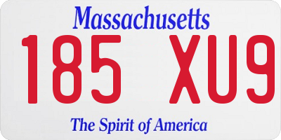 MA license plate 185XU9