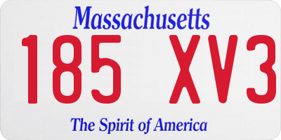 MA license plate 185XV3
