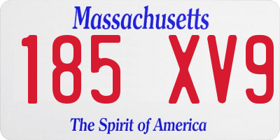 MA license plate 185XV9