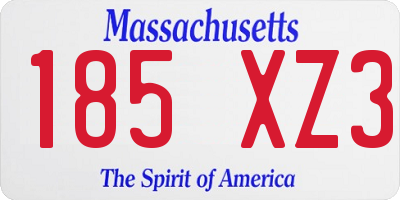 MA license plate 185XZ3