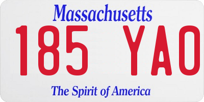 MA license plate 185YA0