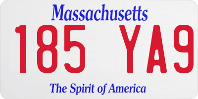 MA license plate 185YA9