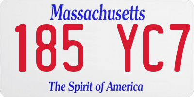 MA license plate 185YC7