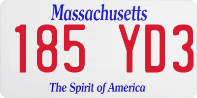 MA license plate 185YD3