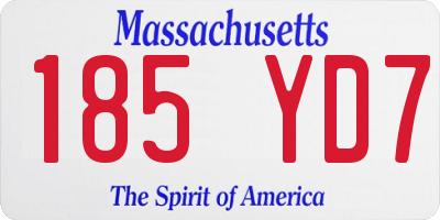 MA license plate 185YD7