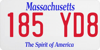 MA license plate 185YD8