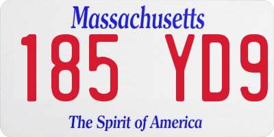 MA license plate 185YD9