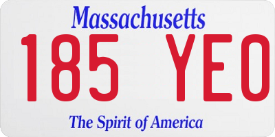 MA license plate 185YE0