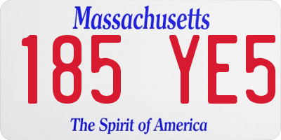 MA license plate 185YE5