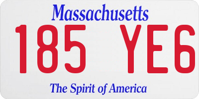 MA license plate 185YE6