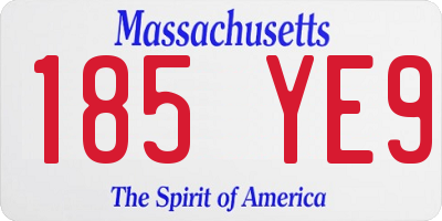 MA license plate 185YE9