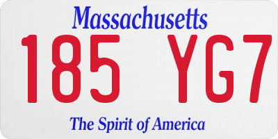 MA license plate 185YG7