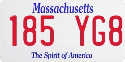 MA license plate 185YG8