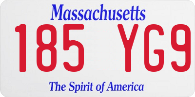 MA license plate 185YG9