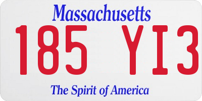 MA license plate 185YI3