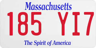 MA license plate 185YI7