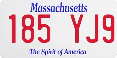 MA license plate 185YJ9