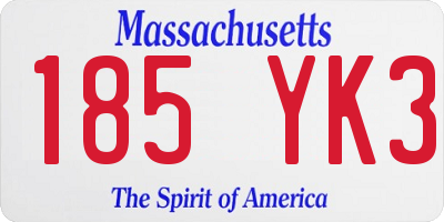 MA license plate 185YK3