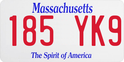 MA license plate 185YK9