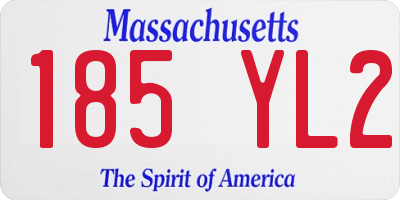 MA license plate 185YL2