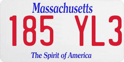 MA license plate 185YL3