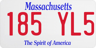 MA license plate 185YL5