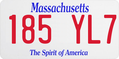 MA license plate 185YL7