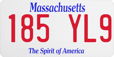 MA license plate 185YL9