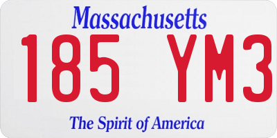 MA license plate 185YM3