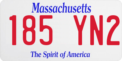 MA license plate 185YN2