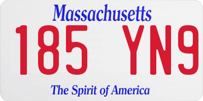 MA license plate 185YN9