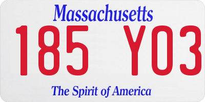 MA license plate 185YO3