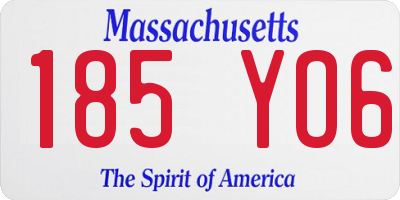 MA license plate 185YO6