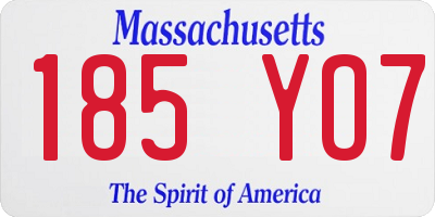 MA license plate 185YO7